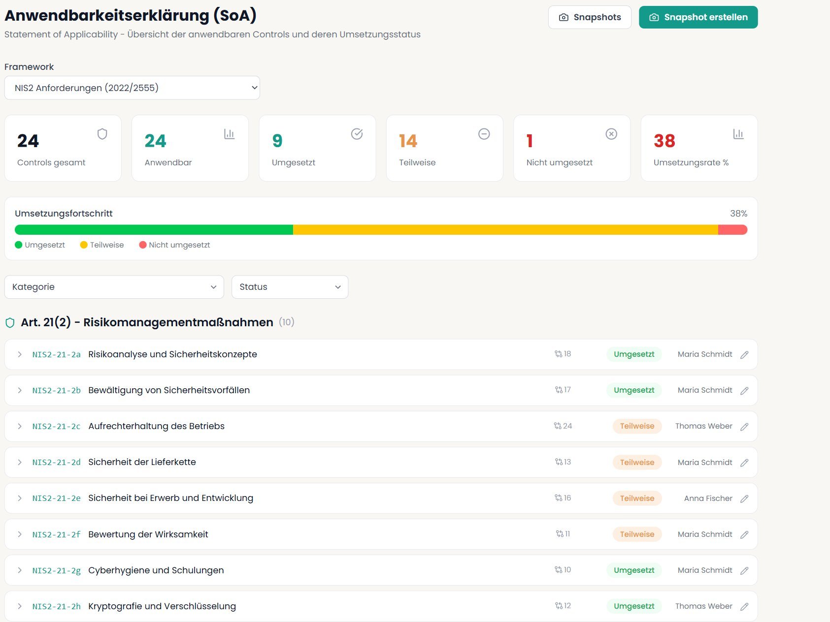 Screenshot: SoA mit Framework-Auswahl
